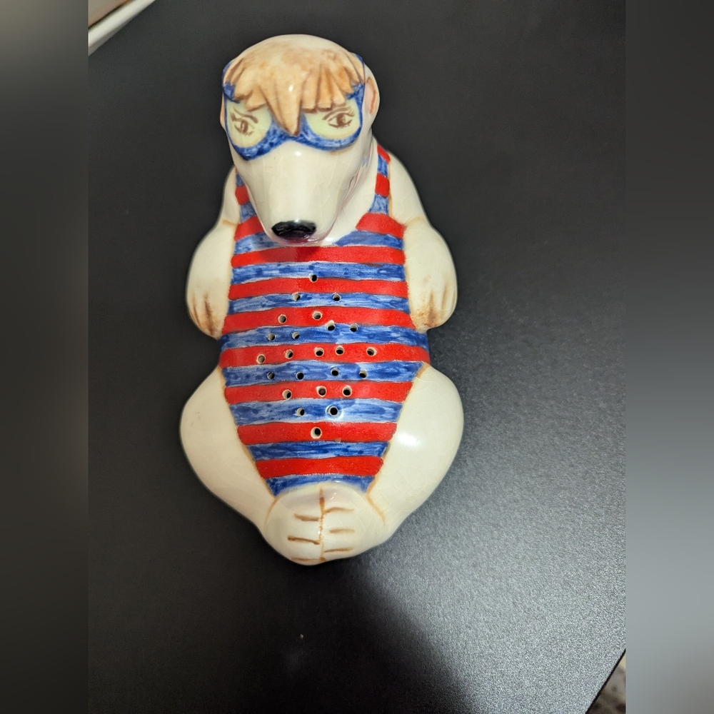 Vintage Ceramic Polar Bear Add Baking Soda For Refrigerator Freshener Potpourri